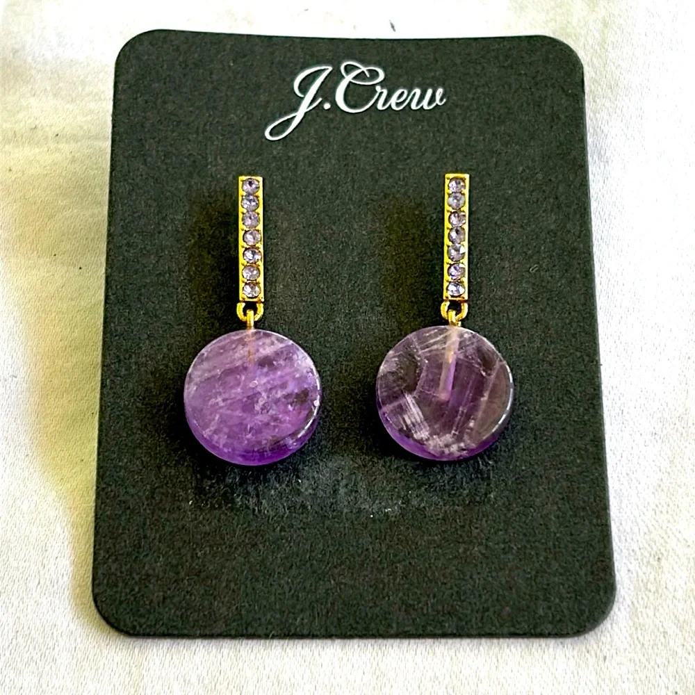 J. Crew Purple Acrylic Drop Earrings NWT